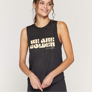 Spiritual Gangster “We Are Golden” Graphic Muscle Tank XS Black Yoga